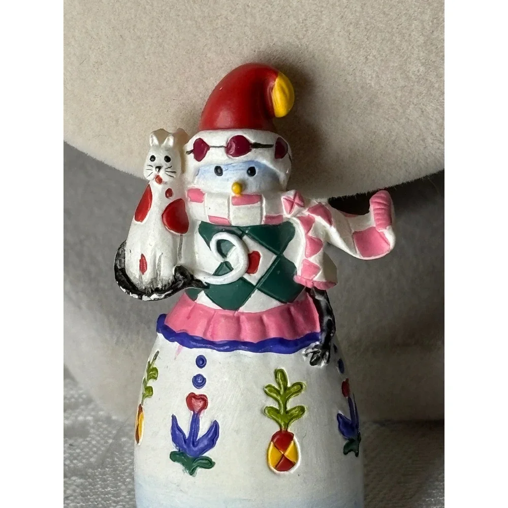Jim Shore Heartwood Creek Winter's Friend Snowman Cat Pin Brooch 2003 112244 VTg